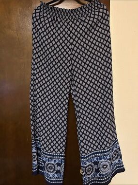Navy, White, Light Blue Palazzo Pants Sz Large